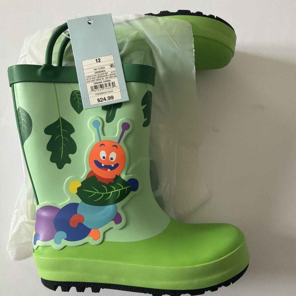 Cat & Jack Kids Size 12 Caterpillar Rain Boots - NWT